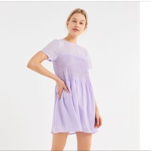 UO Crybaby Crinkle Smocked Babydoll Dress